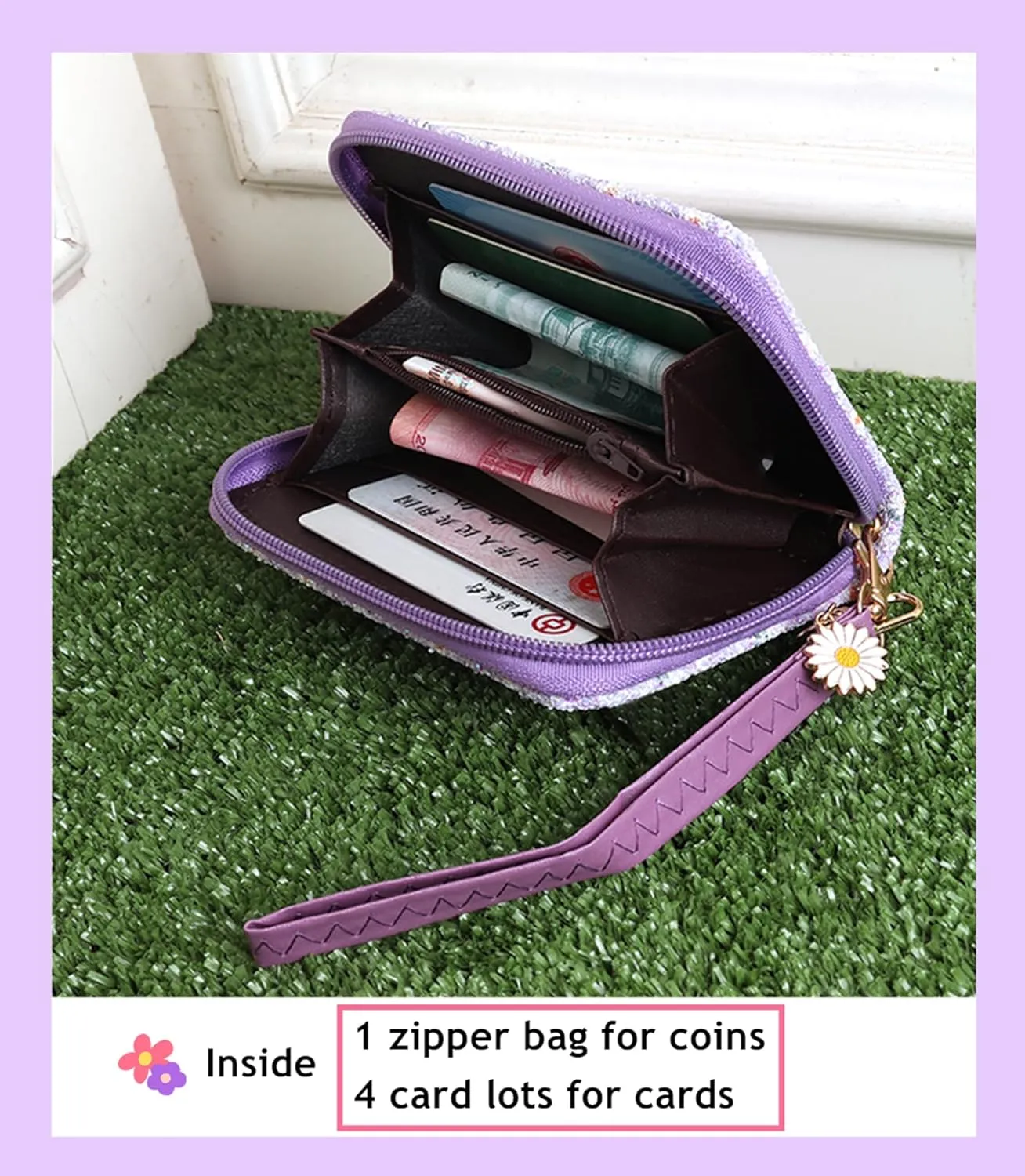 Kids Flower Wallets for Little Girls & Teen Girls with Coin Pocket