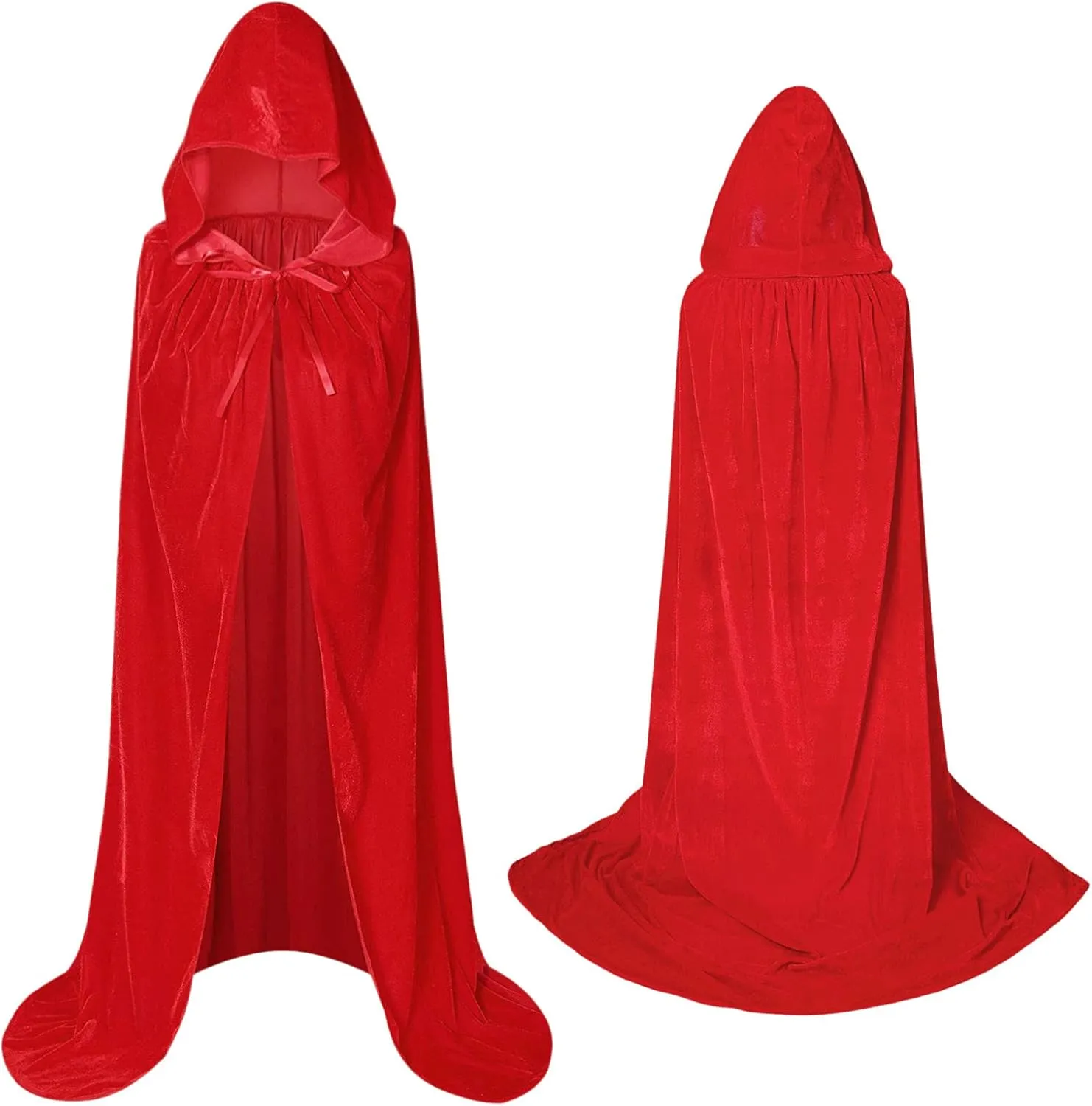 Knemksplanet Full Length Hooded Cloak Unisex Velvet Halloween Christmas Cosplay Costumes Adult Vampires Cape Cloak 70inch