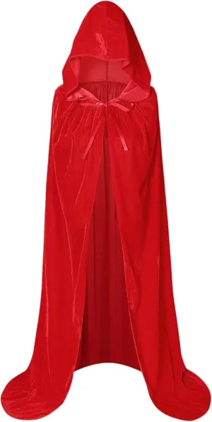 Knemksplanet Full Length Hooded Cloak Unisex Velvet Halloween Christmas Cosplay Costumes Adult Vampires Cape Cloak 70inch