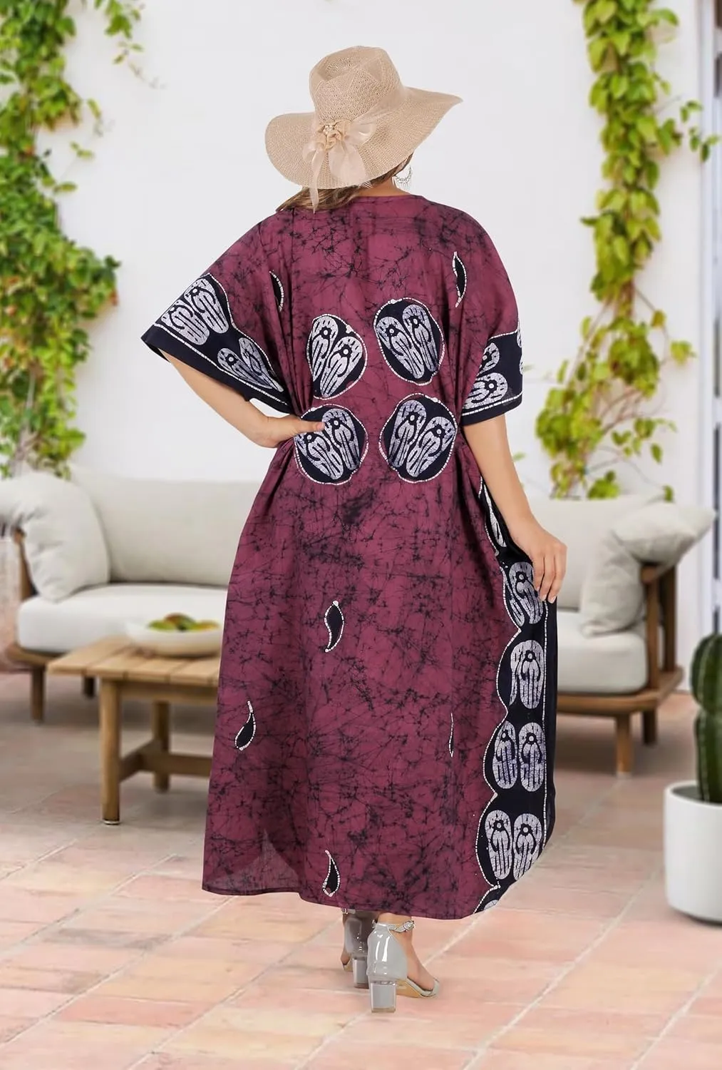 LA LEELA Women's Kaftan Maxi Loungewear Dress