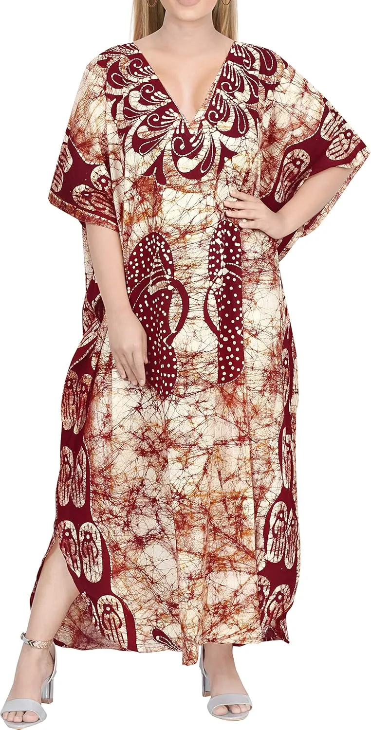 LA LEELA Women's Kaftan Maxi Loungewear Dress