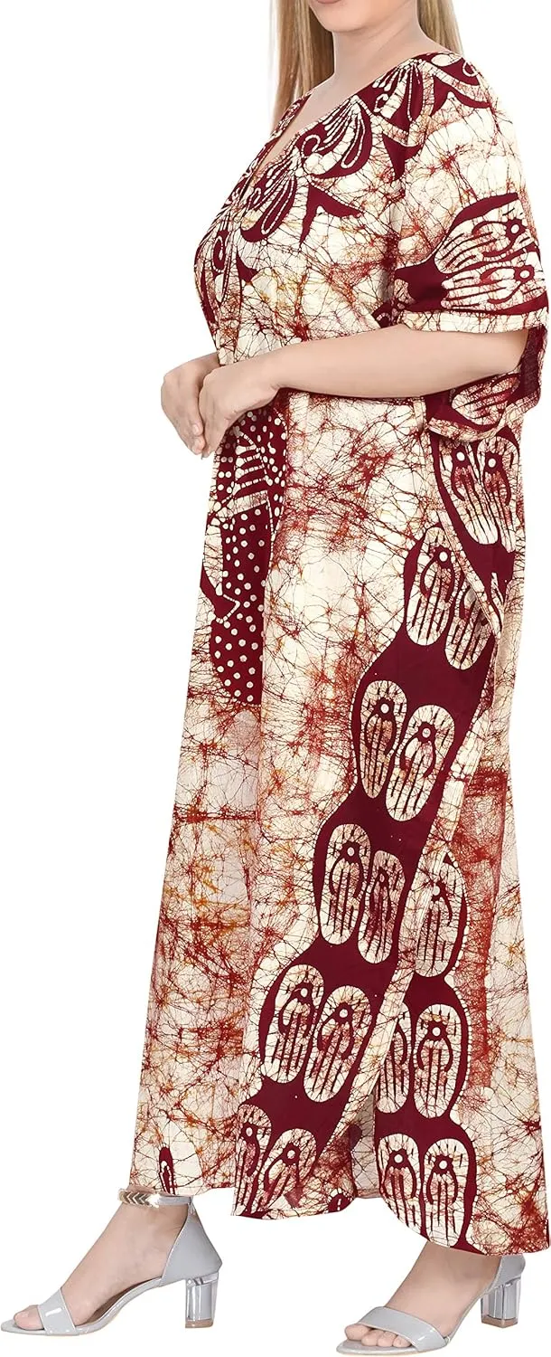 LA LEELA Women's Kaftan Maxi Loungewear Dress