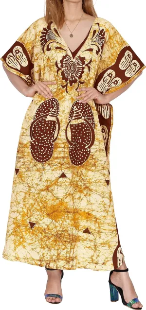 LA LEELA Women's Kaftan Maxi Loungewear Dress