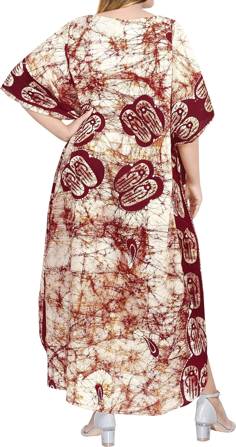 LA LEELA Women's Kaftan Maxi Loungewear Dress