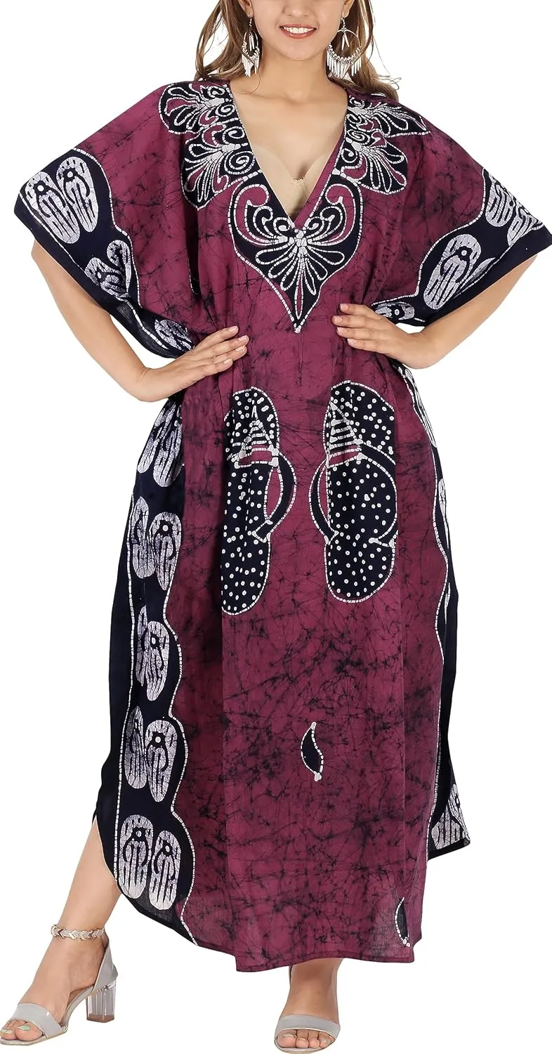 LA LEELA Women's Kaftan Maxi Loungewear Dress