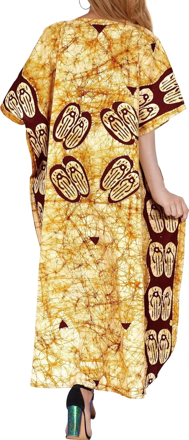 LA LEELA Women's Kaftan Maxi Loungewear Dress