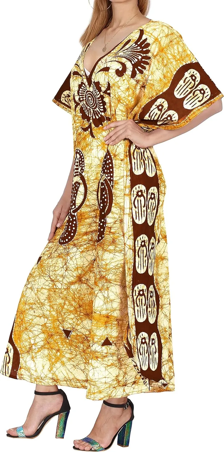 LA LEELA Women's Kaftan Maxi Loungewear Dress