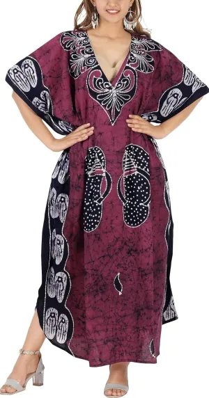 LA LEELA Women's Kaftan Maxi Loungewear Dress
