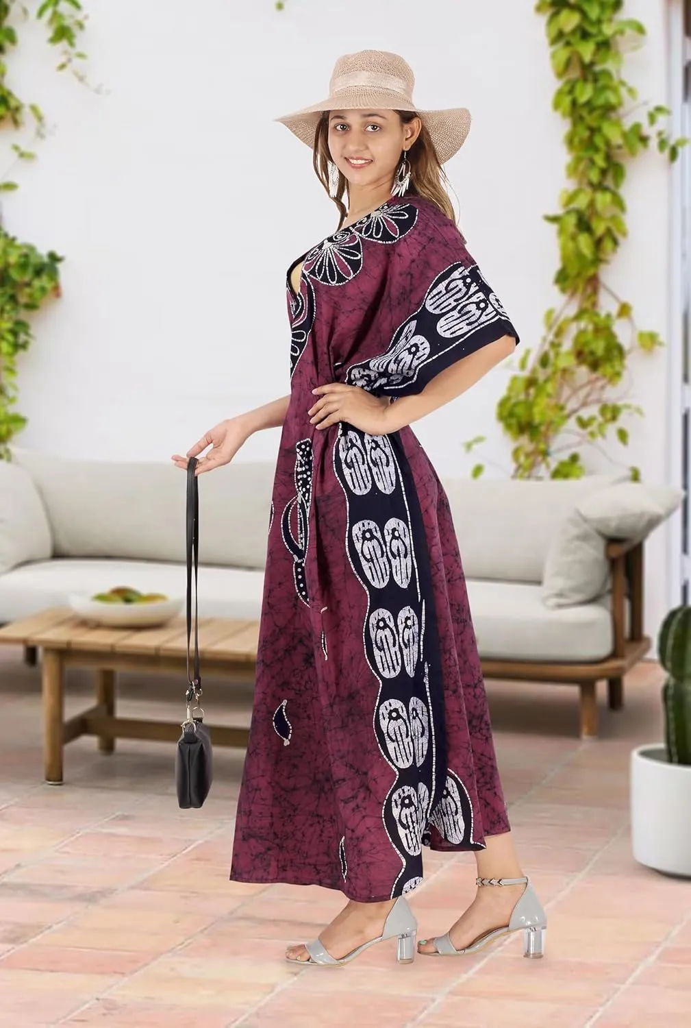 LA LEELA Women's Kaftan Maxi Loungewear Dress