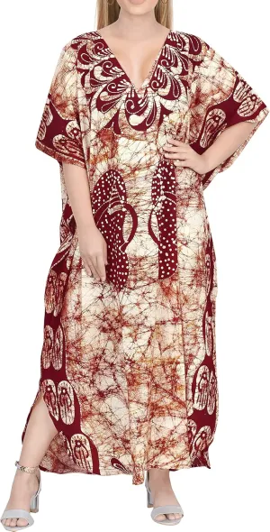 LA LEELA Women's Kaftan Maxi Loungewear Dress
