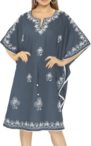 LA LEELA Women's Short Caftan Boho Mini Dress