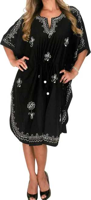 LA LEELA Women's Short Caftan Boho Mini Dress