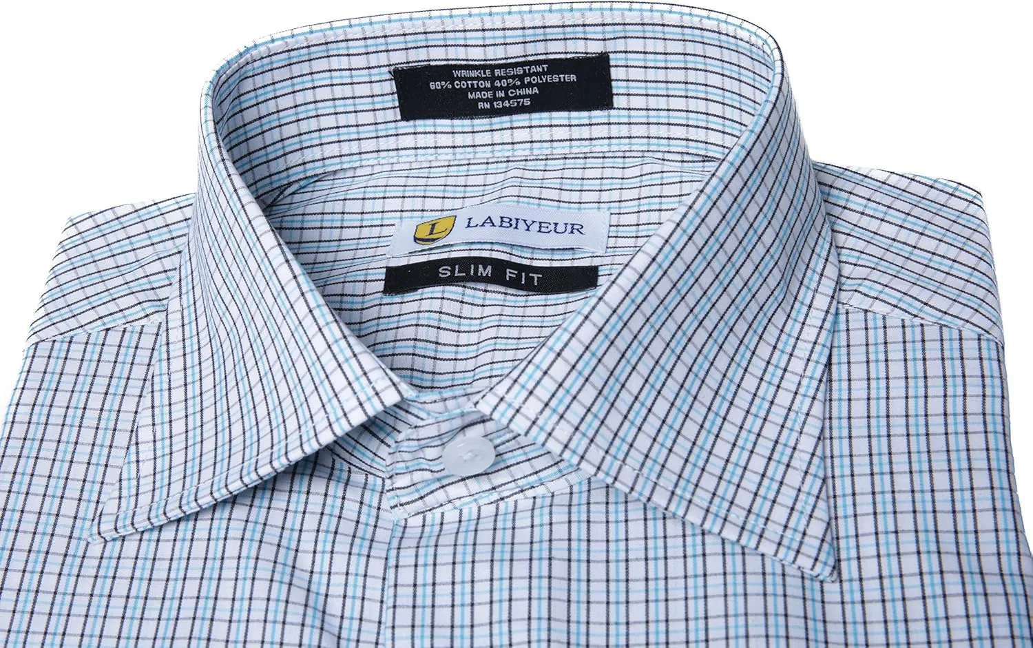 Labiyeur Men's Slim Fit Spread Collar French Cuff Long Sleeve Formal Dress Shirt
