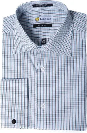 Labiyeur Men's Slim Fit Spread Collar French Cuff Long Sleeve Formal Dress Shirt