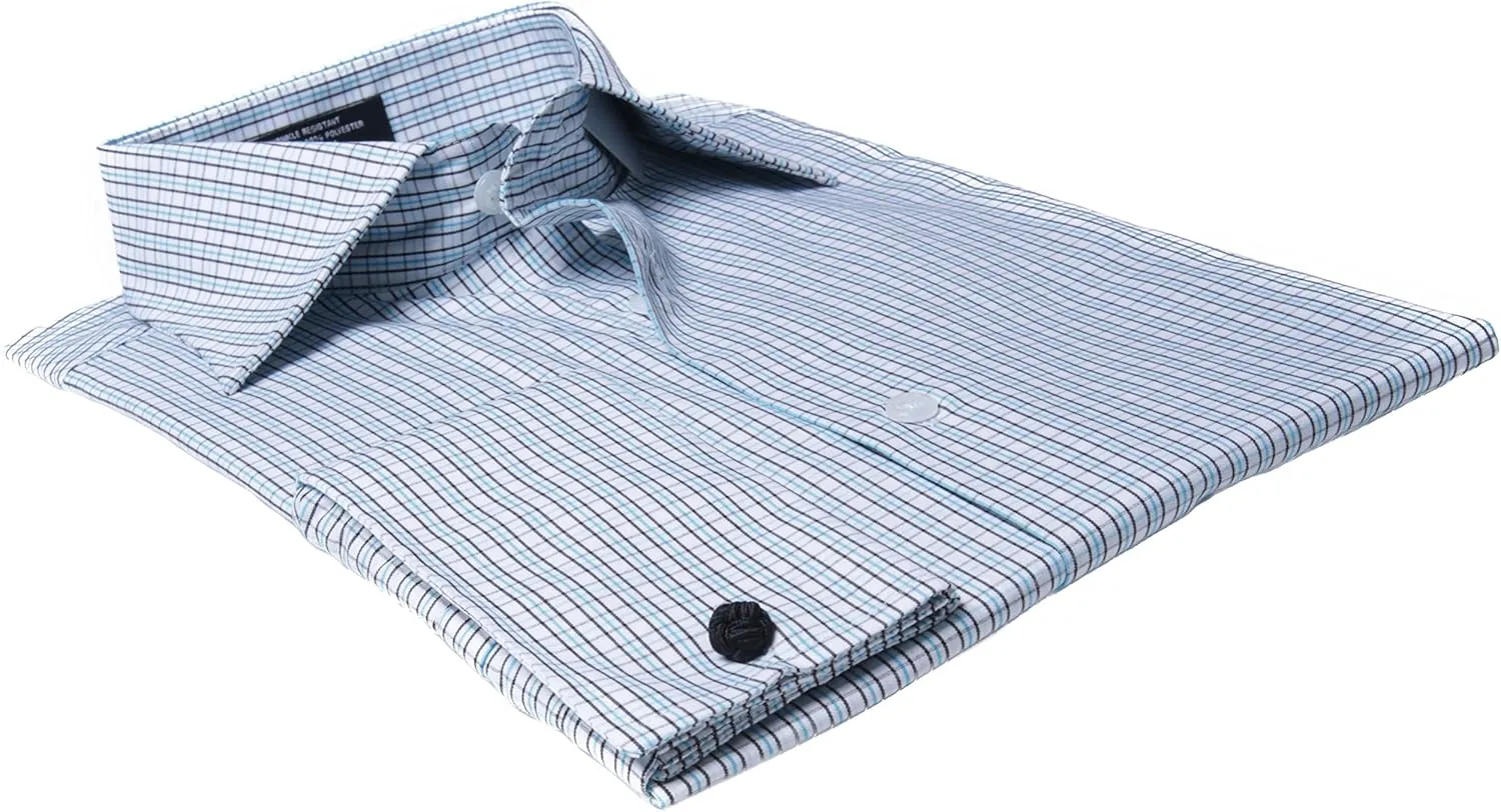 Labiyeur Men's Slim Fit Spread Collar French Cuff Long Sleeve Formal Dress Shirt