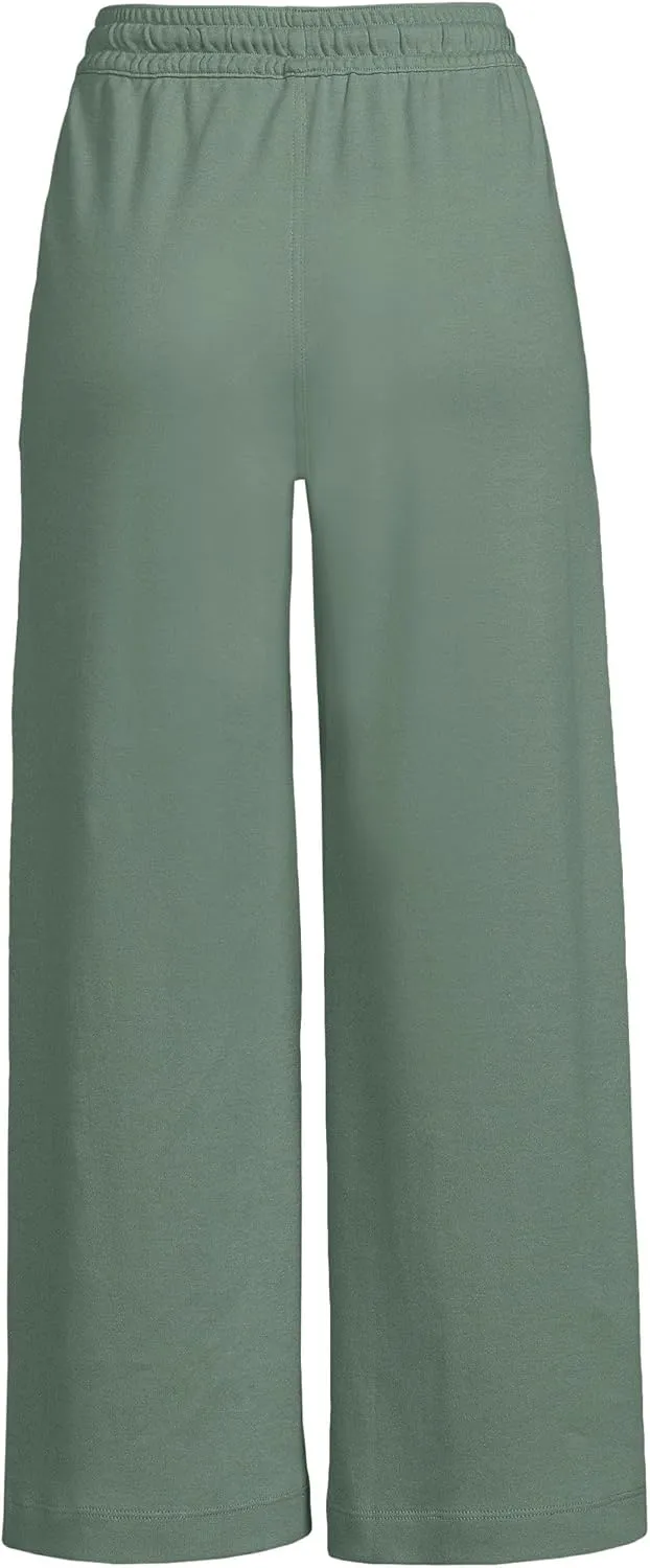 Lands' End Women's Sport Knit Pull On Drawstring Wide Leg Crop Pants