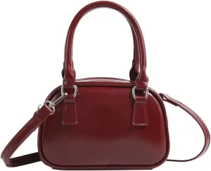 Leather Top Handle Shoulder Bag Satchel Purse for Women Crossbody Bags Small Purse Square Handbag with Removable Strap