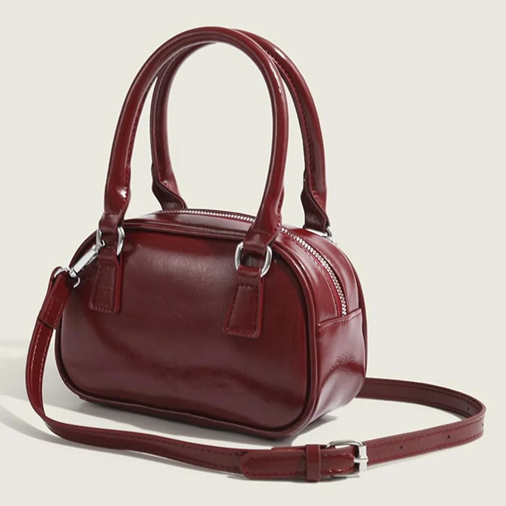 Leather Top Handle Shoulder Bag Satchel Purse for Women Crossbody Bags Small Purse Square Handbag with Removable Strap