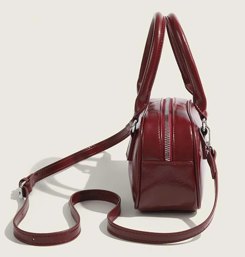 Leather Top Handle Shoulder Bag Satchel Purse for Women Crossbody Bags Small Purse Square Handbag with Removable Strap