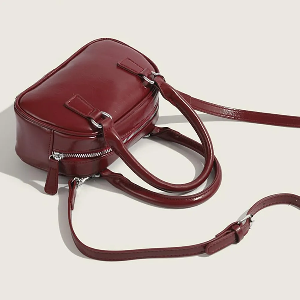 Leather Top Handle Shoulder Bag Satchel Purse for Women Crossbody Bags Small Purse Square Handbag with Removable Strap