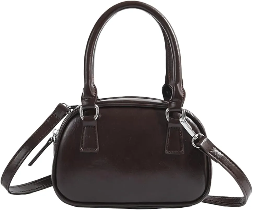 Leather Top Handle Shoulder Bag Satchel Purse for Women Crossbody Bags Small Purse Square Handbag with Removable Strap