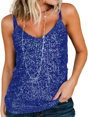 lime flare Women Sexy Sparkle Shimmer Cami Tank Tops Las Vegas Disco Sequin Camisole