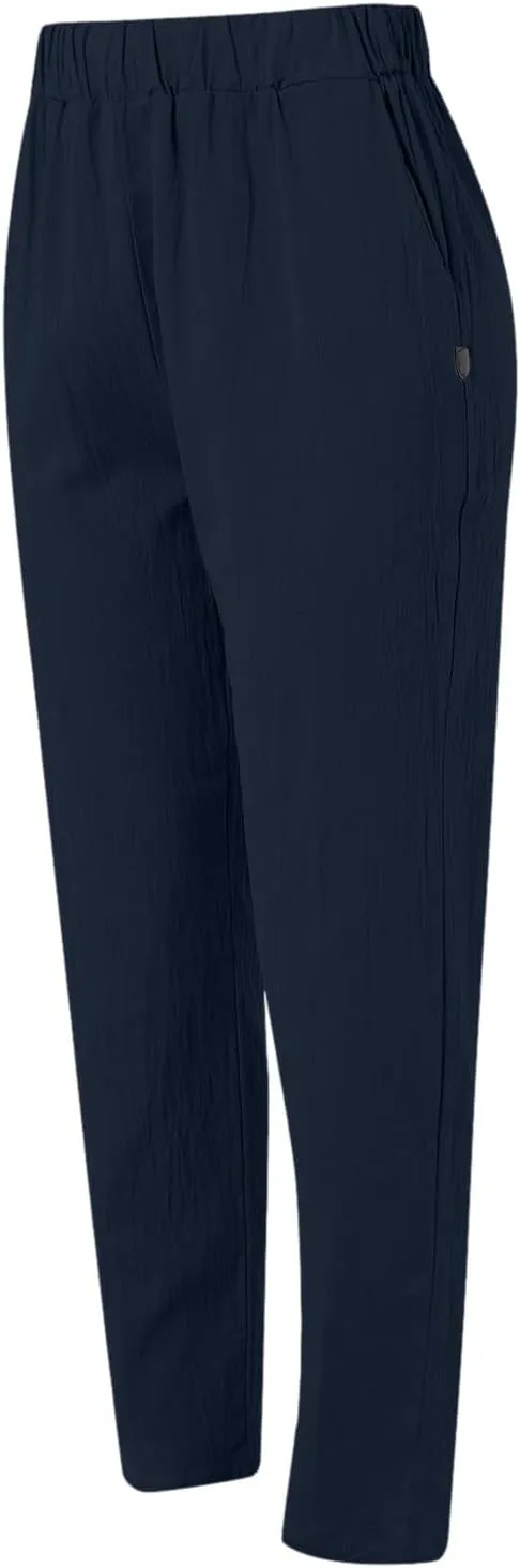 Linen Pants Women Lightweight High Waist Palazzo Trousers with Pockets Casual Solid Going Out Travel Beach Clothes