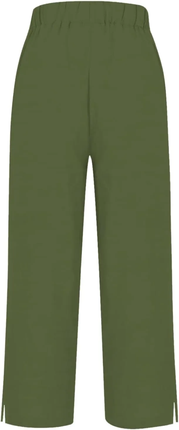 Linen Pants Women Solid Elastic Pants Long Drawstring Linen Women Lounge Sweatpants with Pockets 2025 Spring Fall