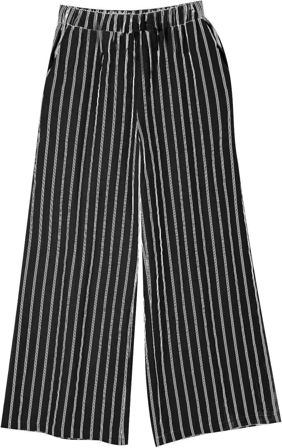 Linen Pants Women Summer Casual Loose Travel Wide Leg Flowy Pants Boho Elastic Waist Linen Beach Pants Trousers