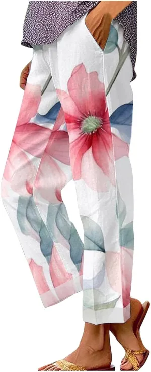 Linen Pants Women Tall Loose Pocket Patchwork Casual Cotton and Linen Pants Cotton Linen Pants Women 2024 Cotton