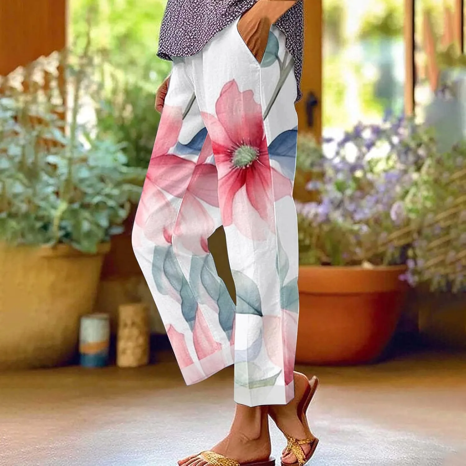 Linen Pants Women Tall Loose Pocket Patchwork Casual Cotton and Linen Pants Cotton Linen Pants Women 2024 Cotton