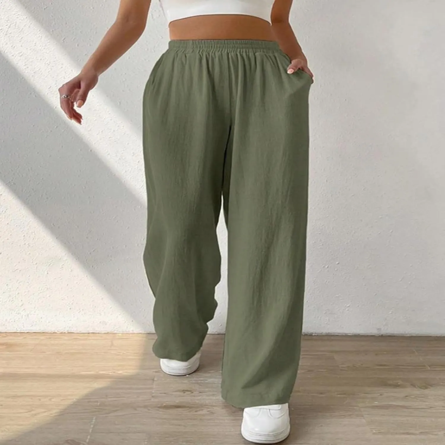 Linen Wide Leg Pants Women Summer Leg Cotton Linen Trousers High Linen Pants for Women