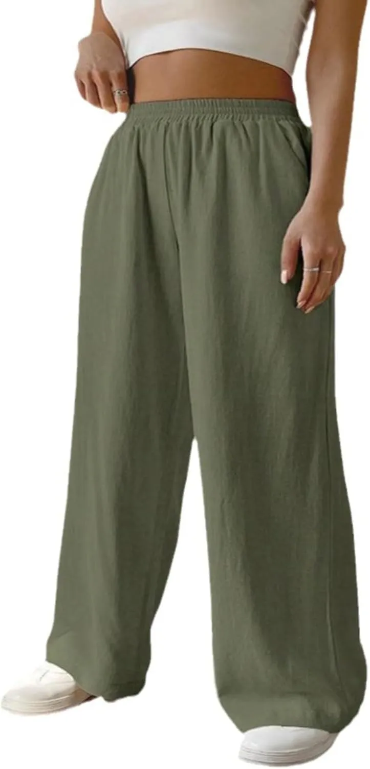 Linen Wide Leg Pants Women Summer Leg Cotton Linen Trousers High Linen Pants for Women