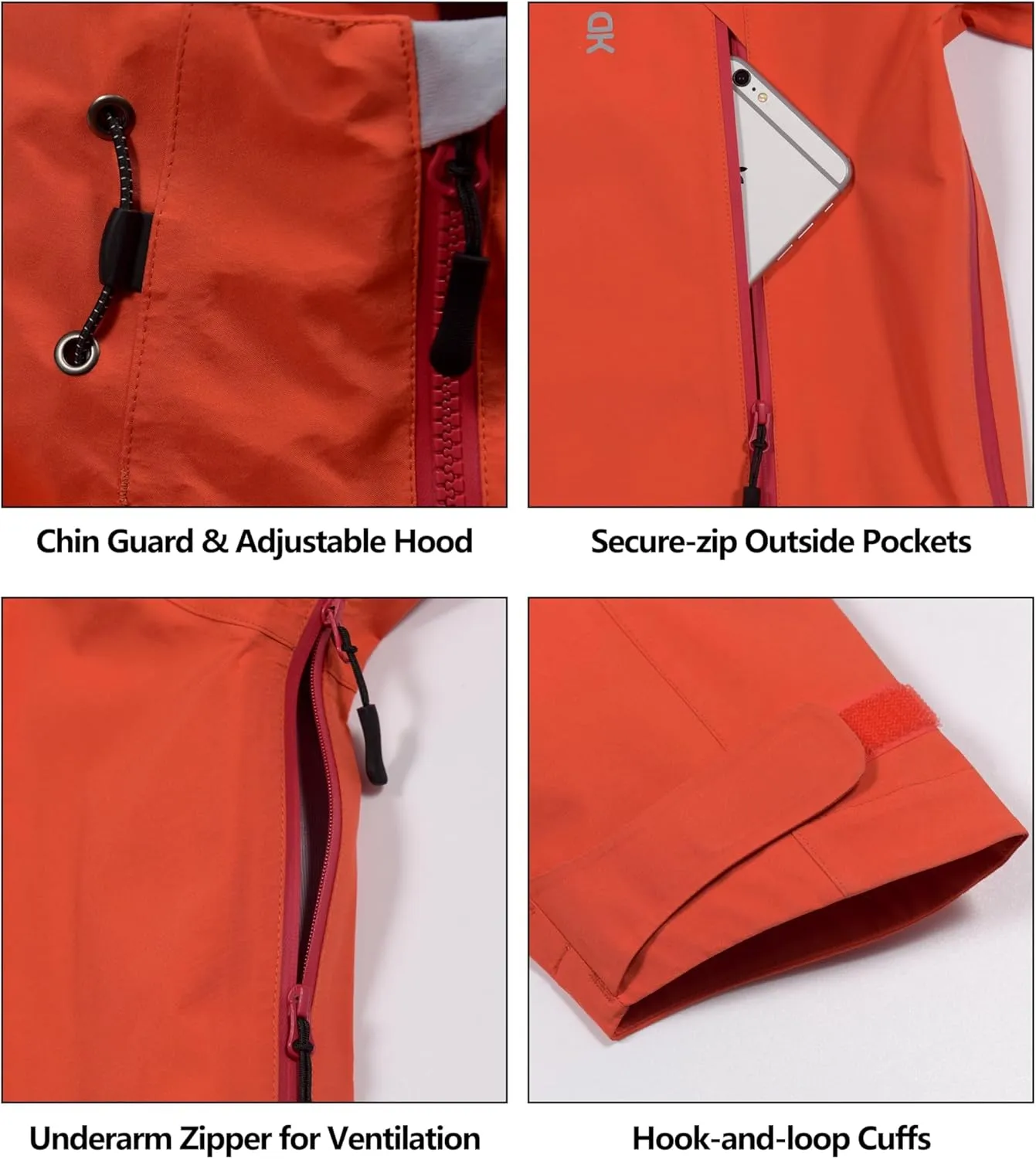 Little Donkey Andy Men's High-performance 3L Hard Shell Waterproof Rain Jacket Breathable Rain Gear for Hiking,Travelling