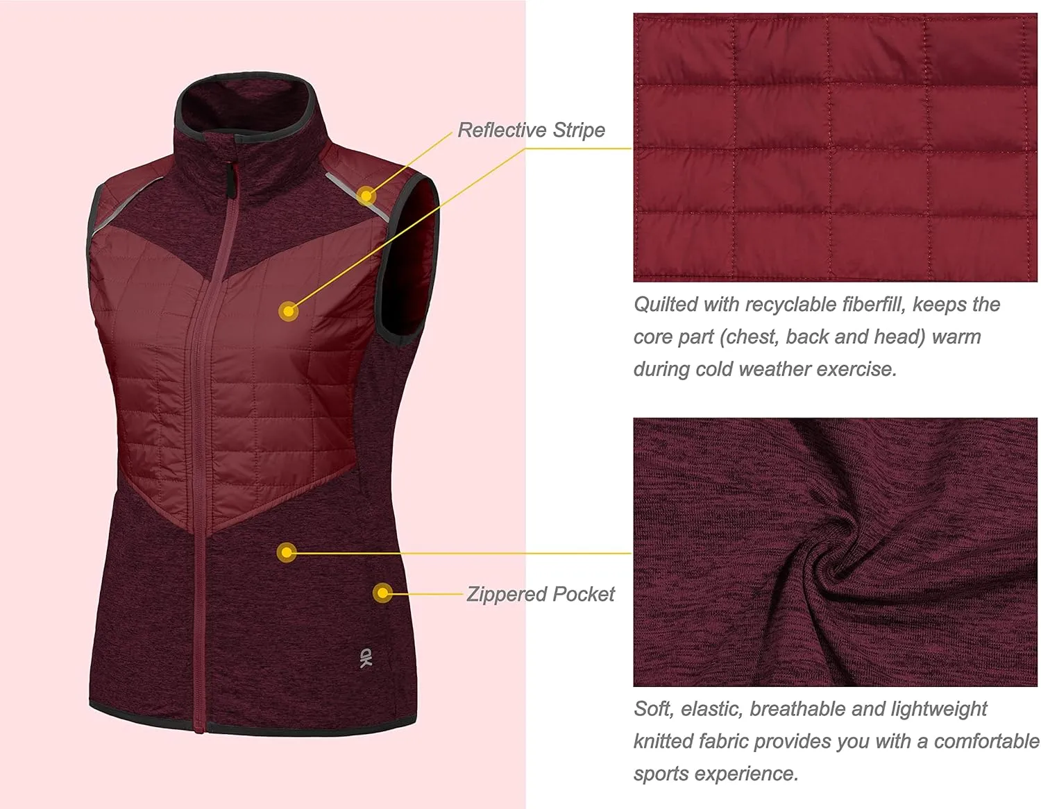 Little Donkey Andy Women's Lightweight Golf Vest Warm Outdoor Sleeveless Jacket for Hiking Travel Running Casual