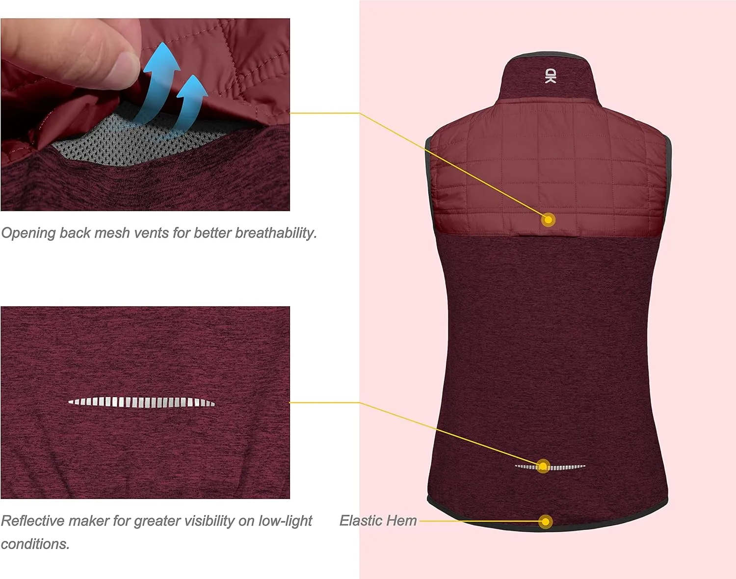 Little Donkey Andy Women's Lightweight Golf Vest Warm Outdoor Sleeveless Jacket for Hiking Travel Running Casual