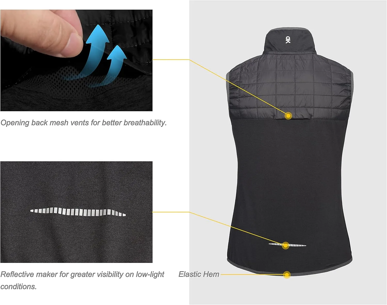 Little Donkey Andy Women's Lightweight Golf Vest Warm Outdoor Sleeveless Jacket for Hiking Travel Running Casual