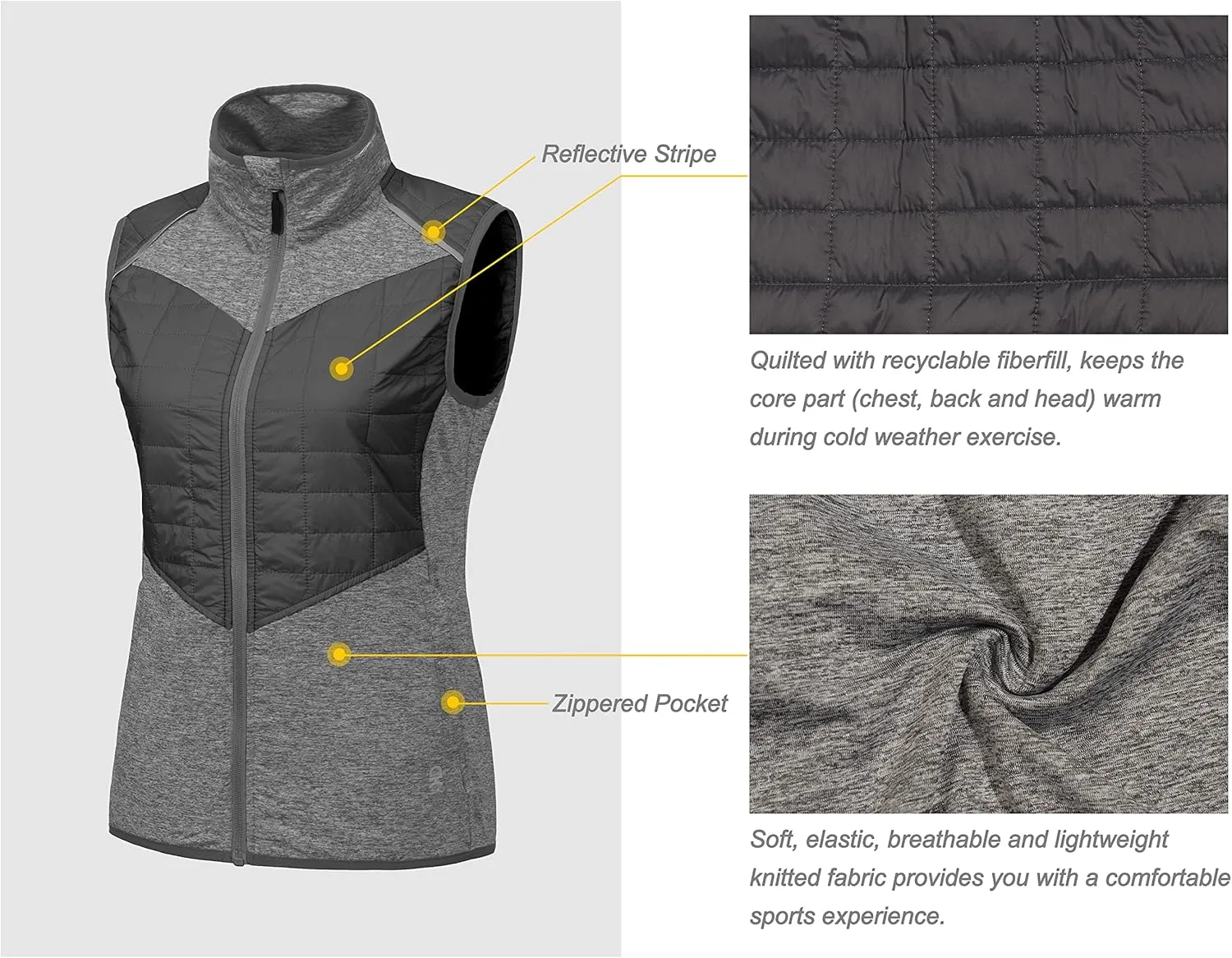 Little Donkey Andy Women's Lightweight Golf Vest Warm Outdoor Sleeveless Jacket for Hiking Travel Running Casual