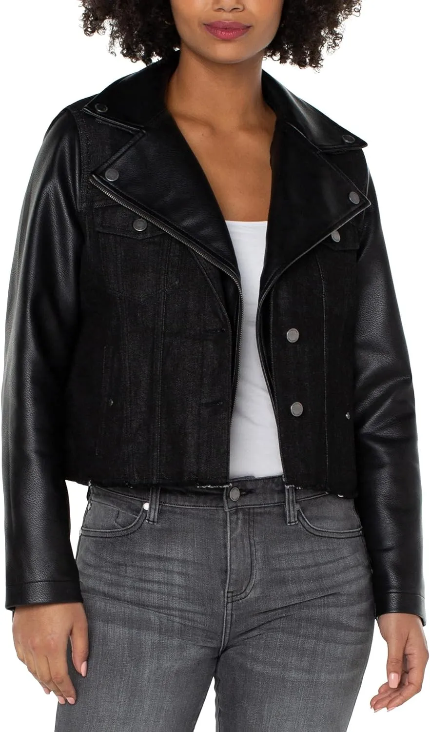 Liverpool Women's Denim Hybrid Moto Jacket