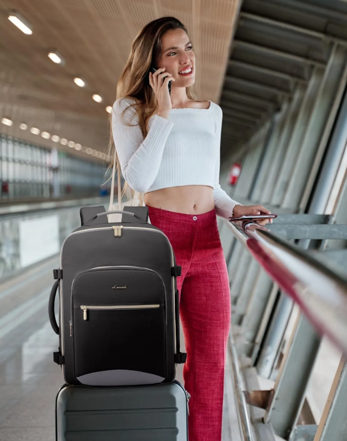 LOVEVOOK Large Travel Laptop Backpack Men&Women, 50L Flight Approved Carry On Luggage Waterproof 18inch Backpack Daypack Business Hiking Weekender Overnight Backpack with 3 Packing Cubes, Black-Grey