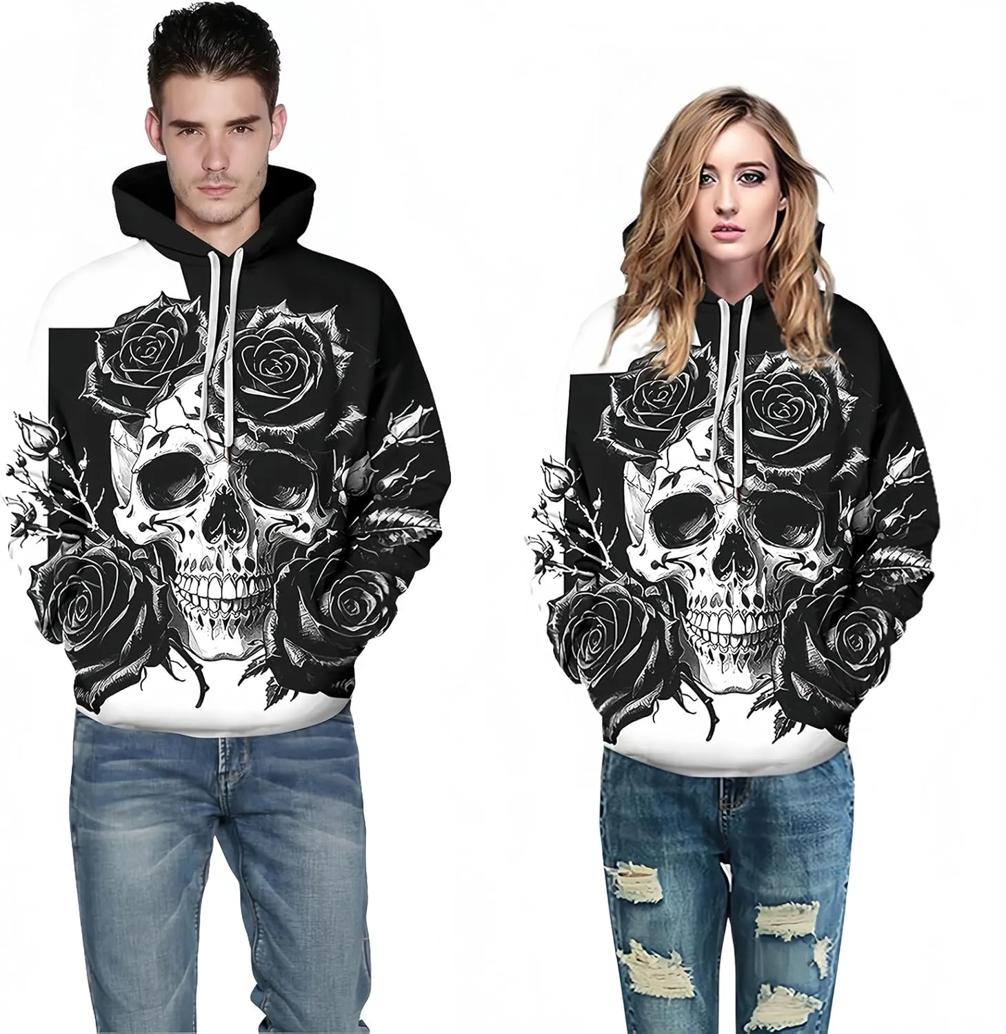 Men Women Unisex Hoodies Novelty 3D Print Graphic Hooded Pullover Sweatshirt with Pocket