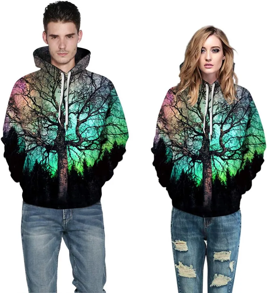 Men Women Unisex Hoodies Novelty 3D Print Graphic Hooded Pullover Sweatshirt with Pocket