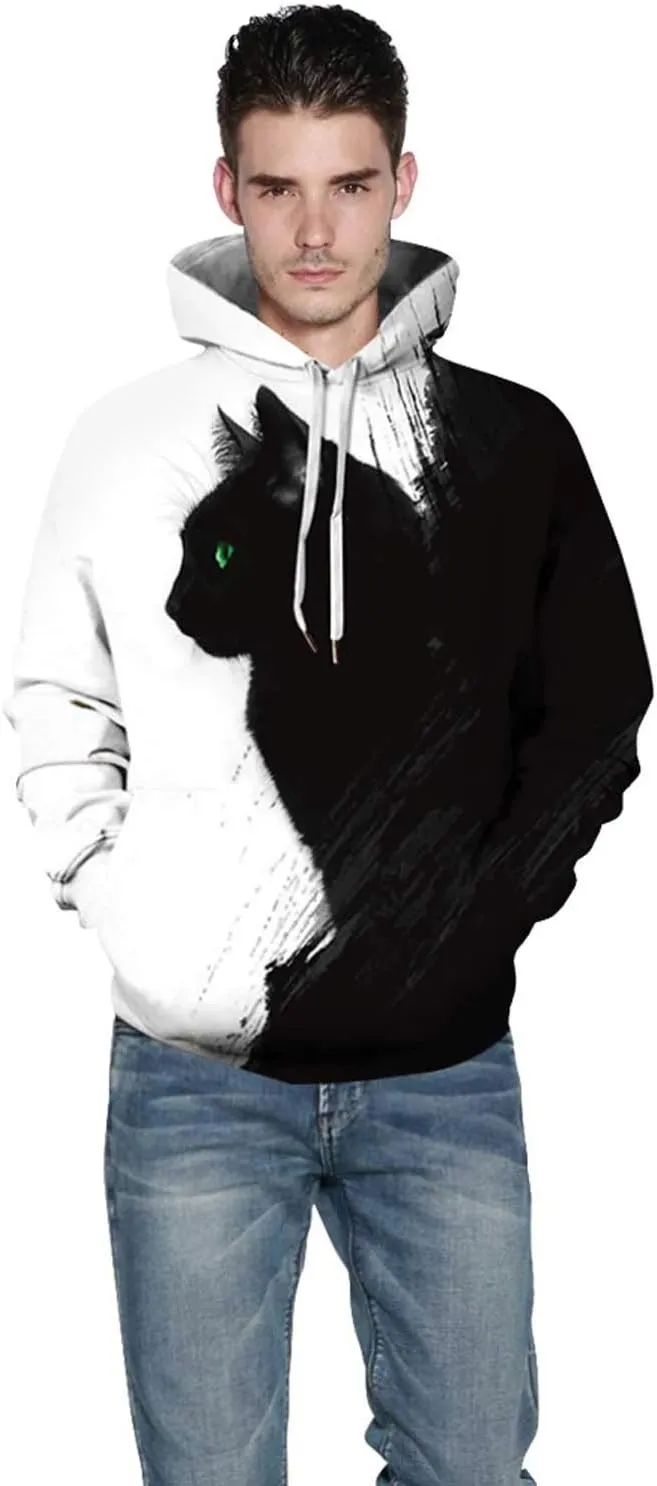 Men Women Unisex Hoodies Novelty 3D Print Graphic Hooded Pullover Sweatshirt with Pocket