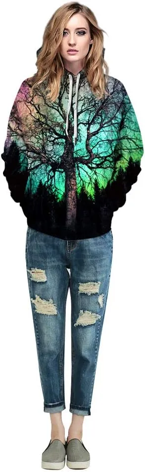 Men Women Unisex Hoodies Novelty 3D Print Graphic Hooded Pullover Sweatshirt with Pocket