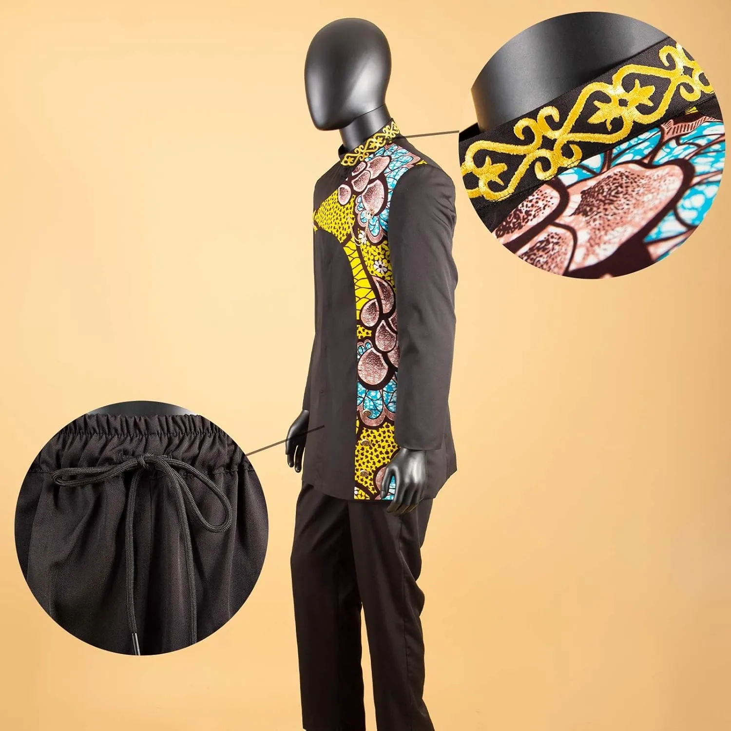Men's 2 Pieces Suit Elegant Single Breated Slim Fit Embroidery Print Blazer Pants Set African Clothes