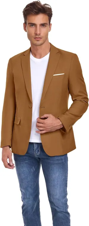Mens Blazer One Button Slim Fit Suit Jacket Lightweight Business Wedding Prom Casual Sport Blazer