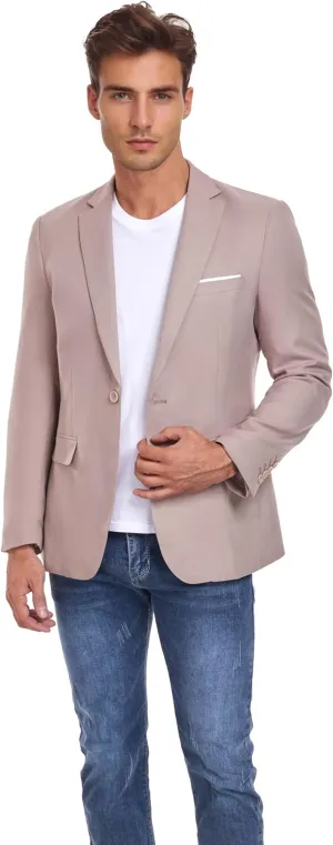 Mens Blazer One Button Slim Fit Suit Jacket Lightweight Business Wedding Prom Casual Sport Blazer