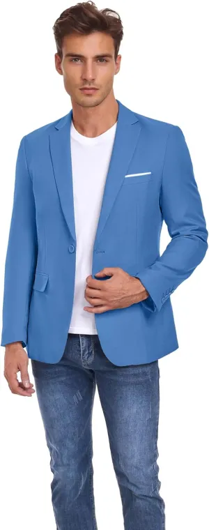 Mens Blazer One Button Slim Fit Suit Jacket Lightweight Business Wedding Prom Casual Sport Blazer
