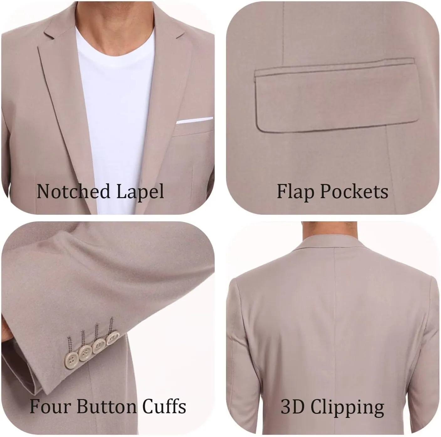 Mens Blazer One Button Slim Fit Suit Jacket Lightweight Business Wedding Prom Casual Sport Blazer