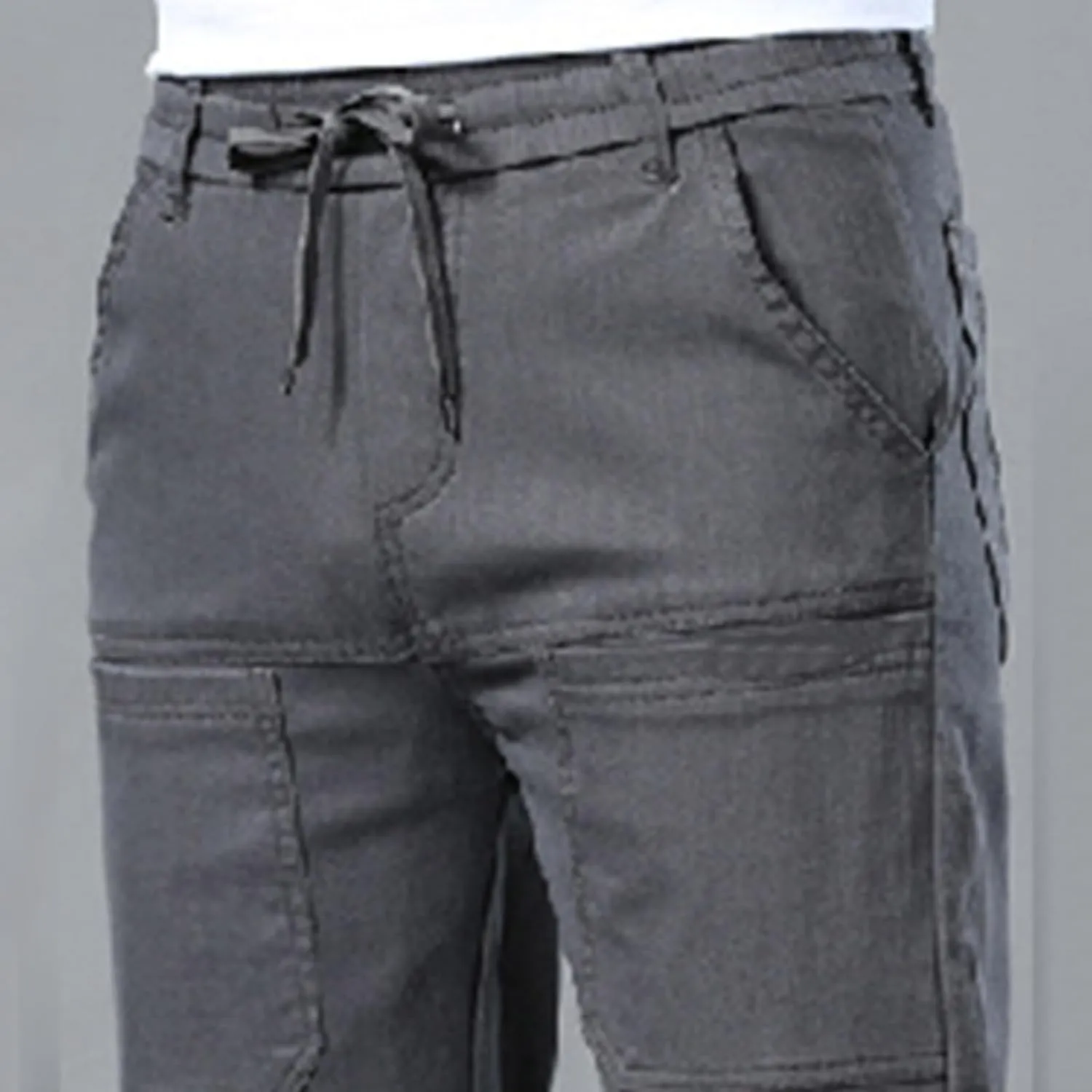 Mens Cargo Pants Big and Tall Outdoor Waterproof Hiking Work Pants Elastic Waist Slim Fit Trousers with Pockets